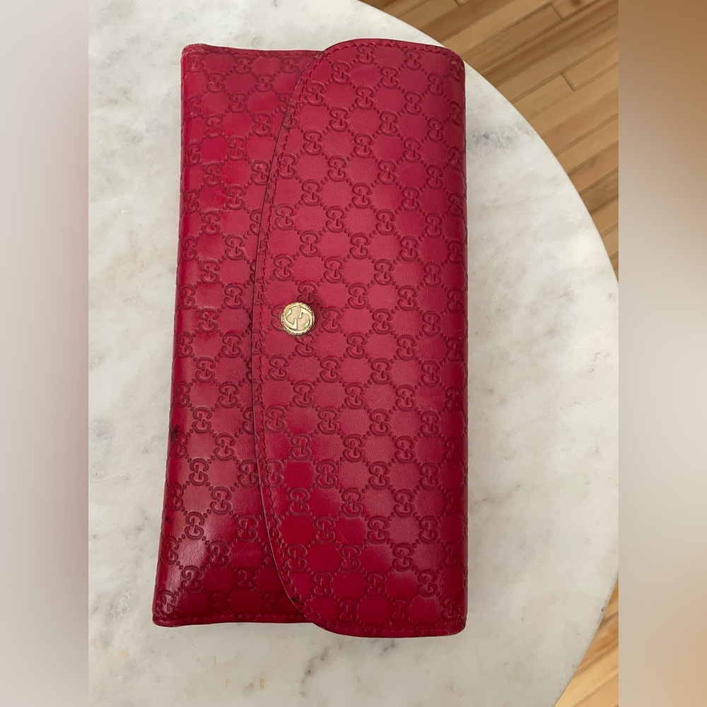 Gucci Long Wallet - Red Leather GG embossed